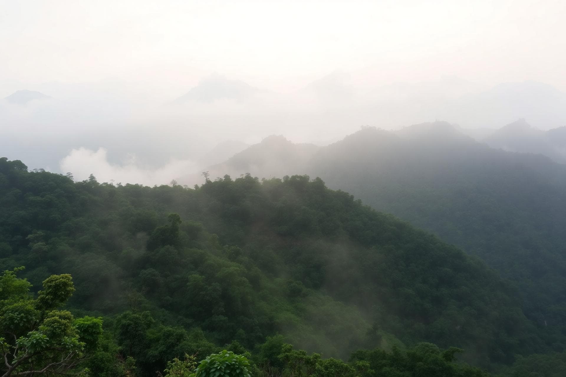 Misty mountains of Ella, Sri Lanka at dawn